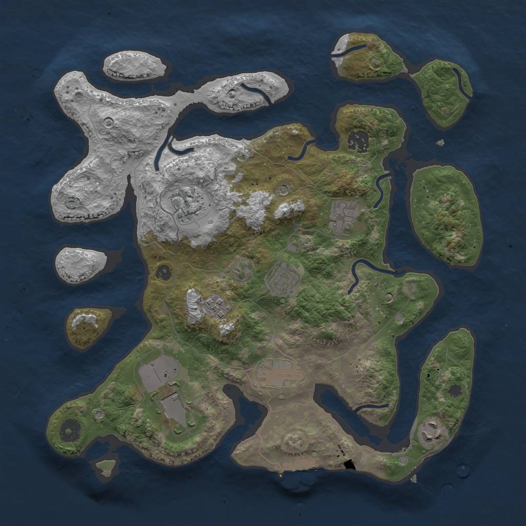 Rust Map: Procedural Map, Size: 3500, Seed: 986060, 12 Monuments