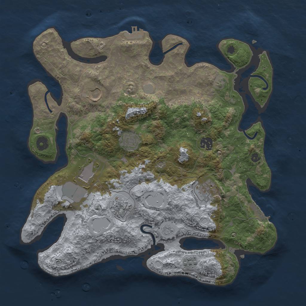 Rust Map: Procedural Map, Size: 3500, Seed: 556476, 14 Monuments