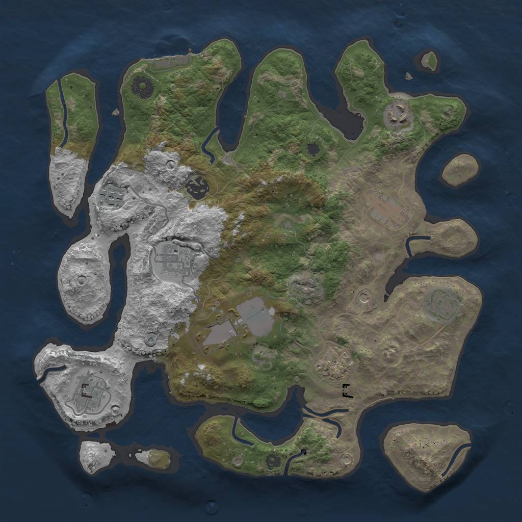 Rust Map: Procedural Map, Size: 3500, Seed: 492624, 13 Monuments