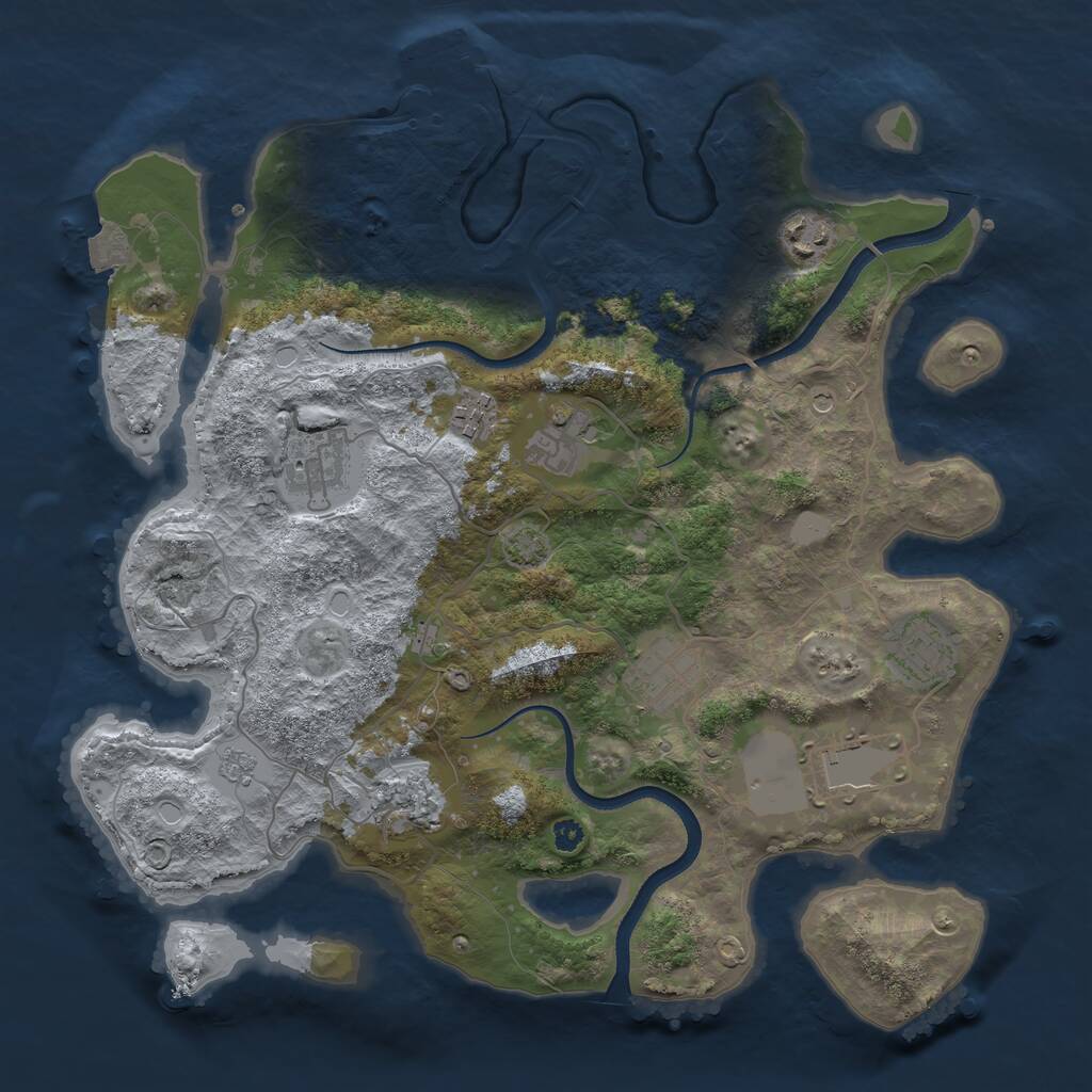 Rust Map: Procedural Map, Size: 3500, Seed: 492624, 13 Monuments
