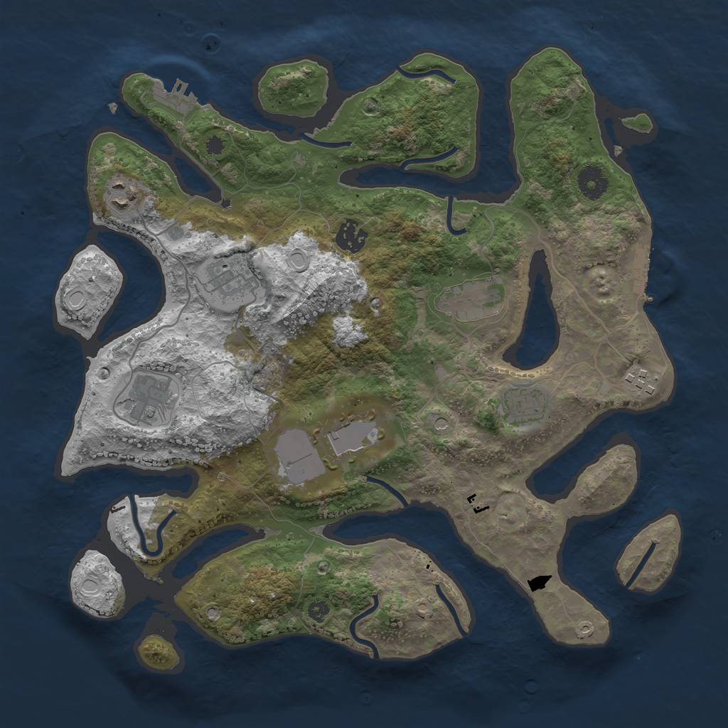 Rust Map: Procedural Map, Size: 3500, Seed: 294203, 16 Monuments