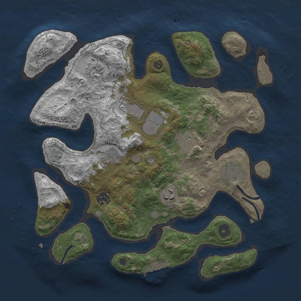 Rust Map: Procedural Map, Size: 3500, Seed: 341437, 12 Monuments