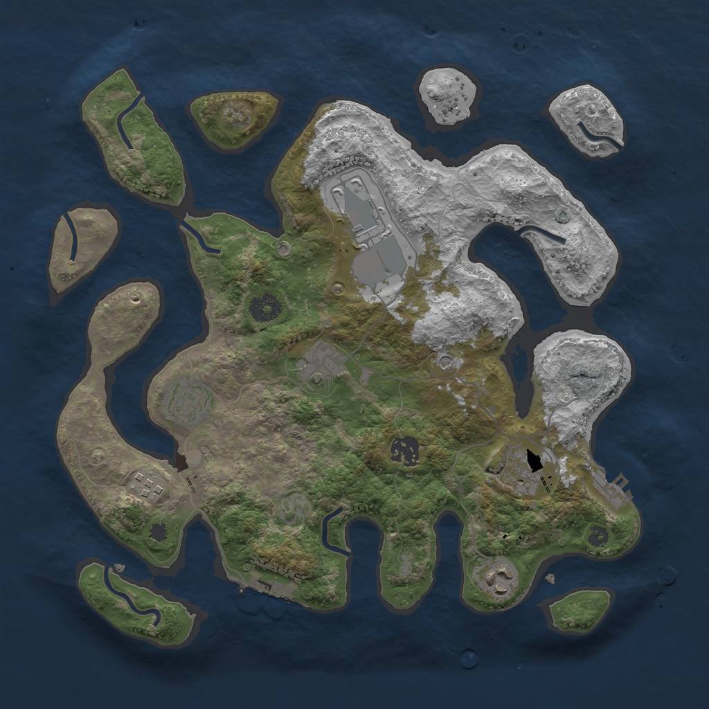 Rust Map: Procedural Map, Size: 3500, Seed: 943062, 12 Monuments