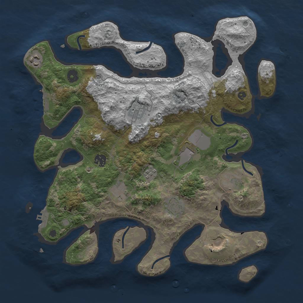 Rust Map: Procedural Map, Size: 3700, Seed: 644404557, 14 Monuments