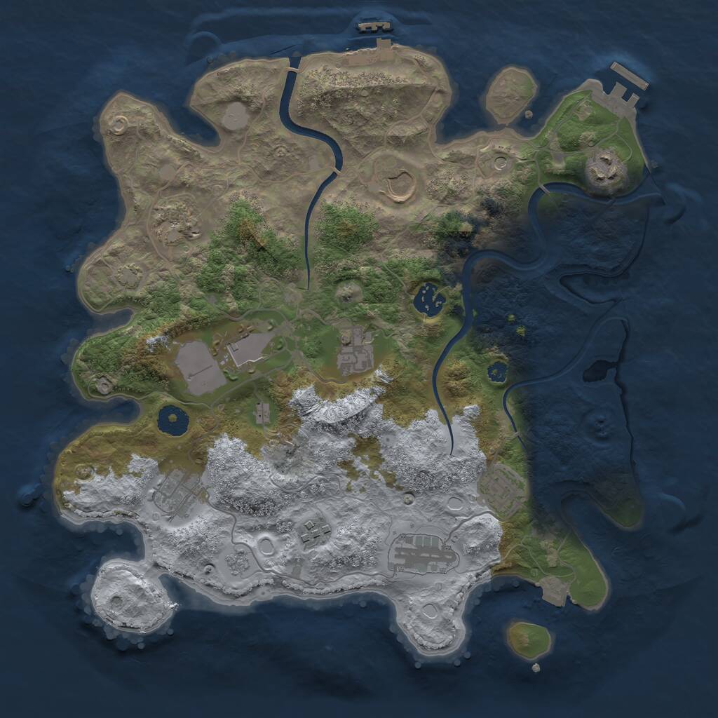 Rust Map: Procedural Map, Size: 3500, Seed: 48911, 16 Monuments