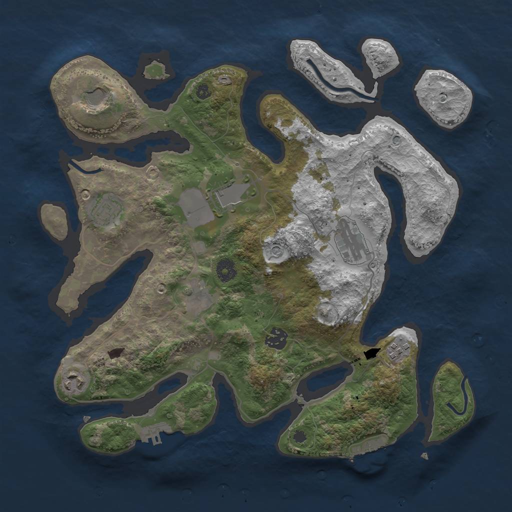 Rust Map: Procedural Map, Size: 3500, Seed: 995595, 13 Monuments