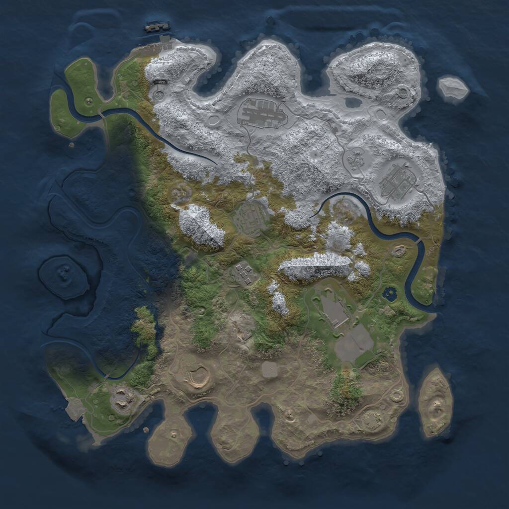 Rust Map: Procedural Map, Size: 3500, Seed: 277549, 12 Monuments
