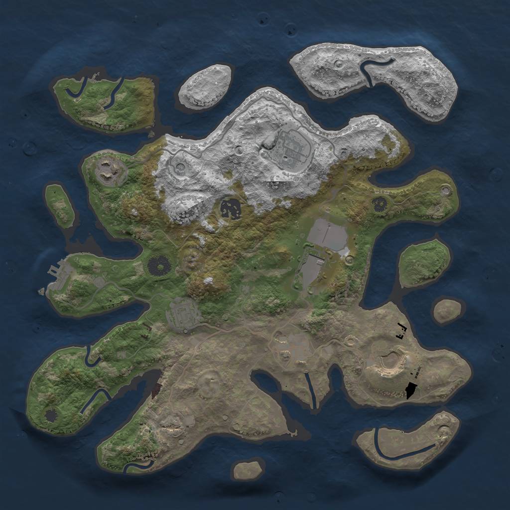 Rust Map: Procedural Map, Size: 3500, Seed: 356901, 11 Monuments