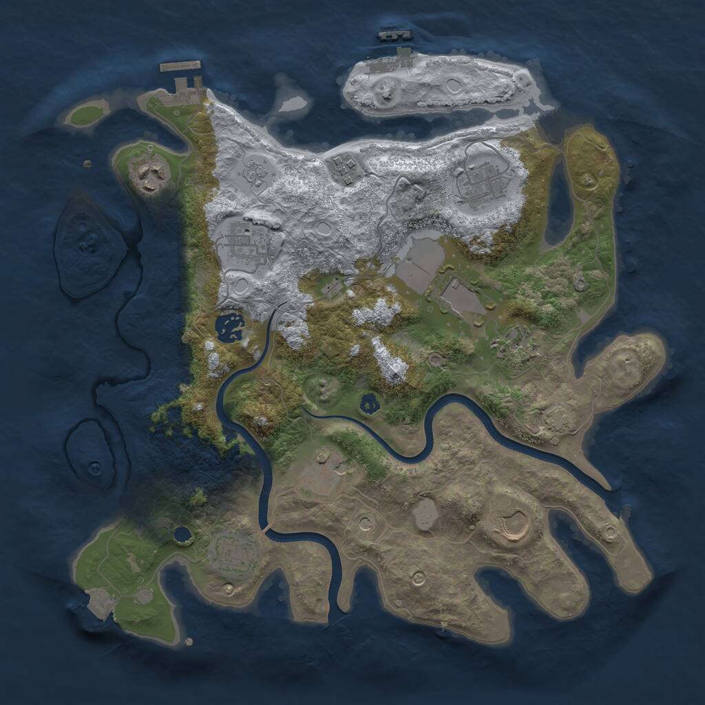 Rust Map: Procedural Map, Size: 3500, Seed: 598172, 16 Monuments