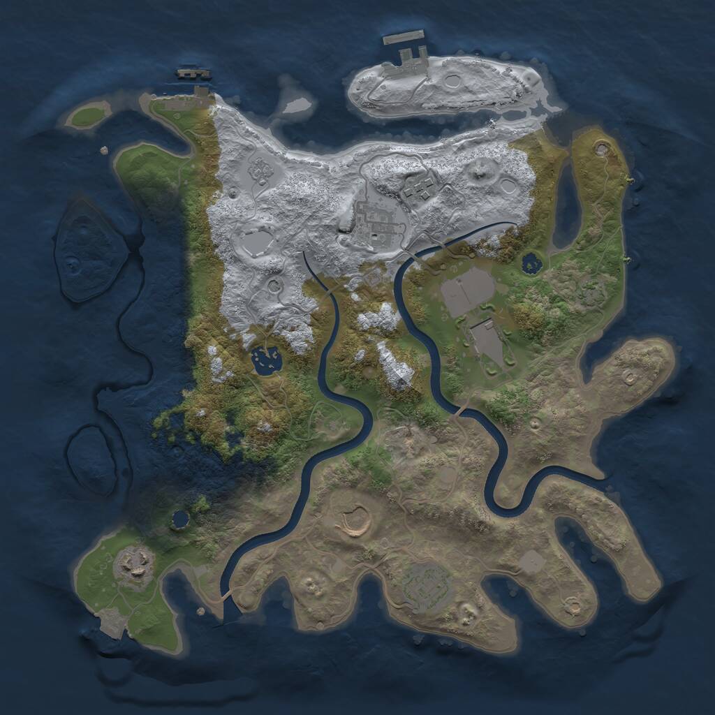 Rust Map: Procedural Map, Size: 3500, Seed: 598172, 13 Monuments