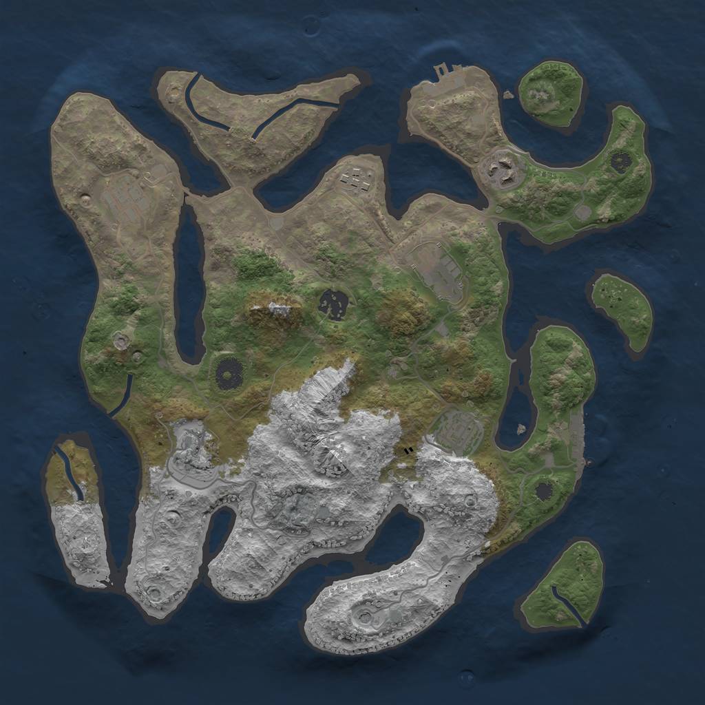 Rust Map: Procedural Map, Size: 3500, Seed: 491323, 12 Monuments