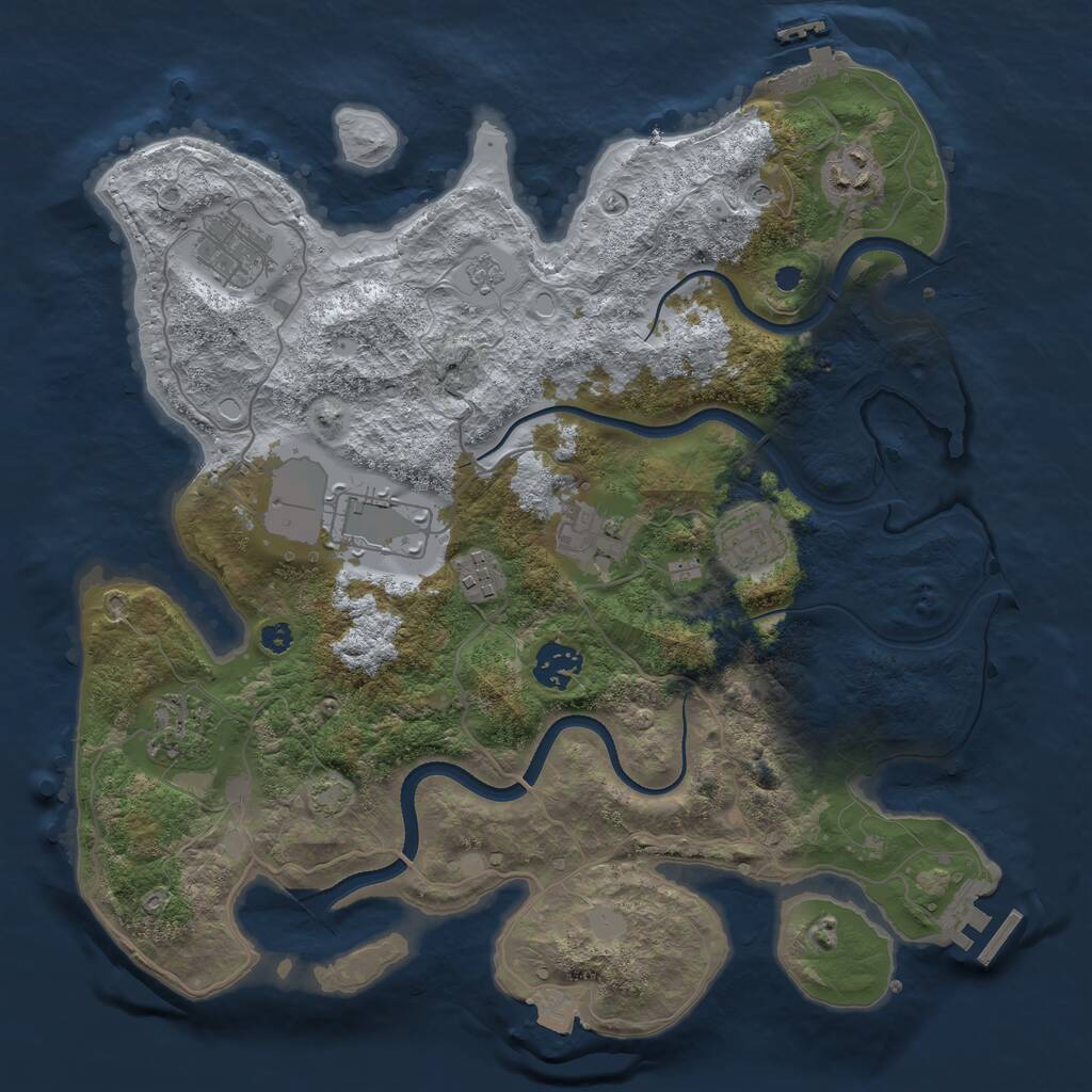 Rust Map: Procedural Map, Size: 3500, Seed: 121603, 14 Monuments
