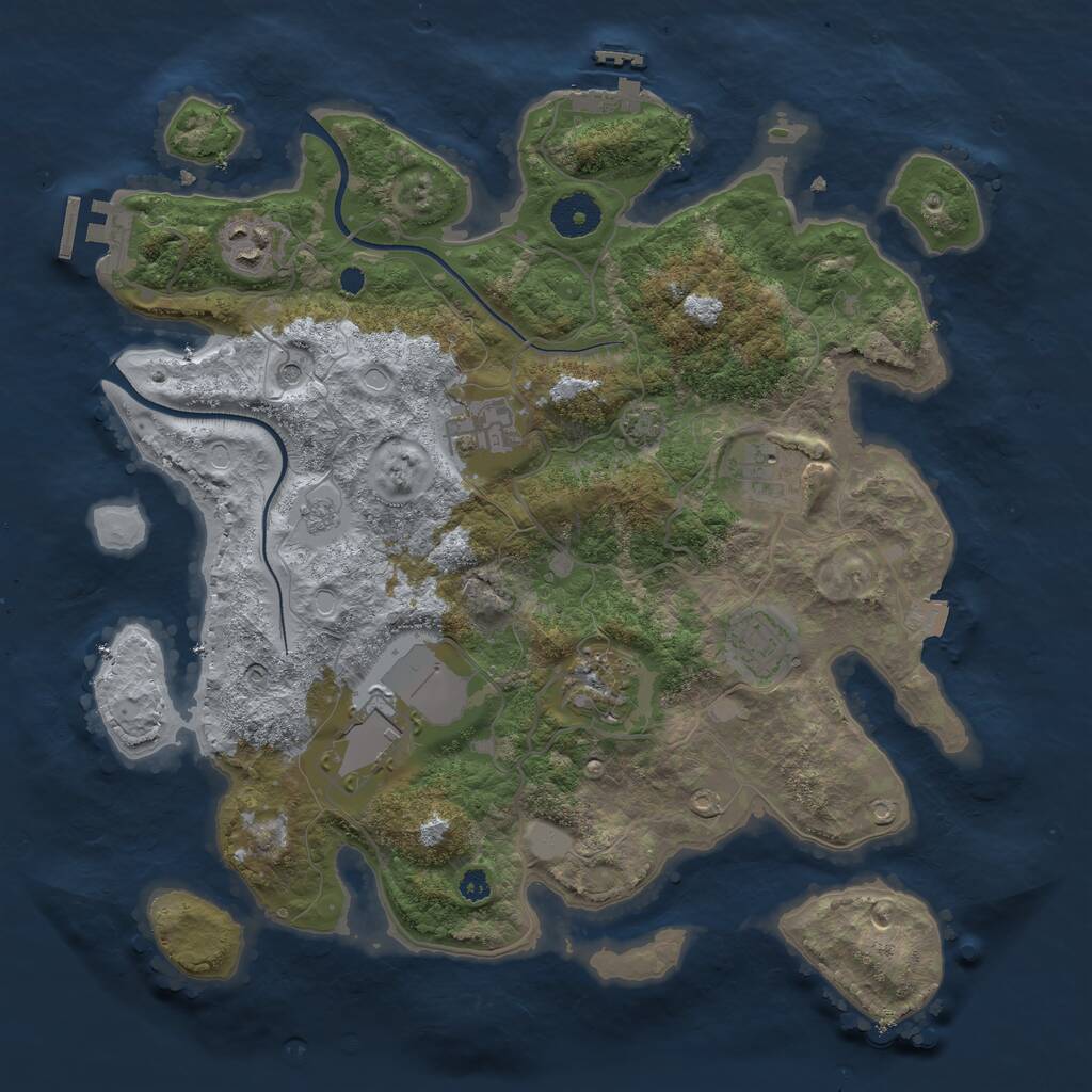 Rust Map: Procedural Map, Size: 3500, Seed: 216278, 12 Monuments