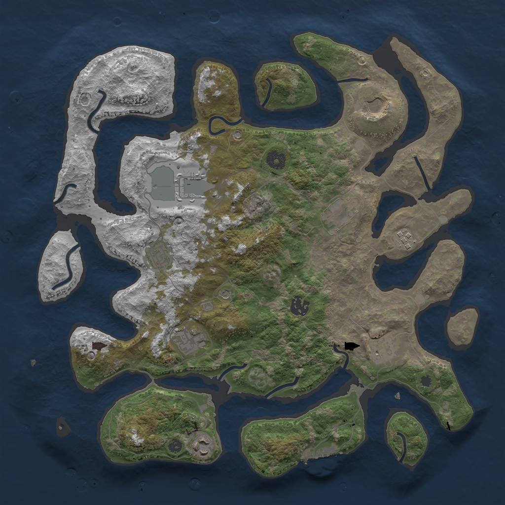 Rust Map: Procedural Map, Size: 3900, Seed: 521980, 13 Monuments