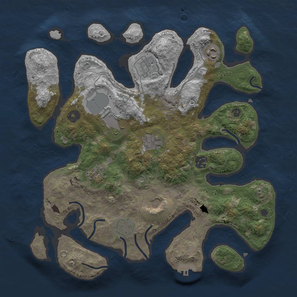 Rust Map: Procedural Map, Size: 3500, Seed: 451673, 12 Monuments