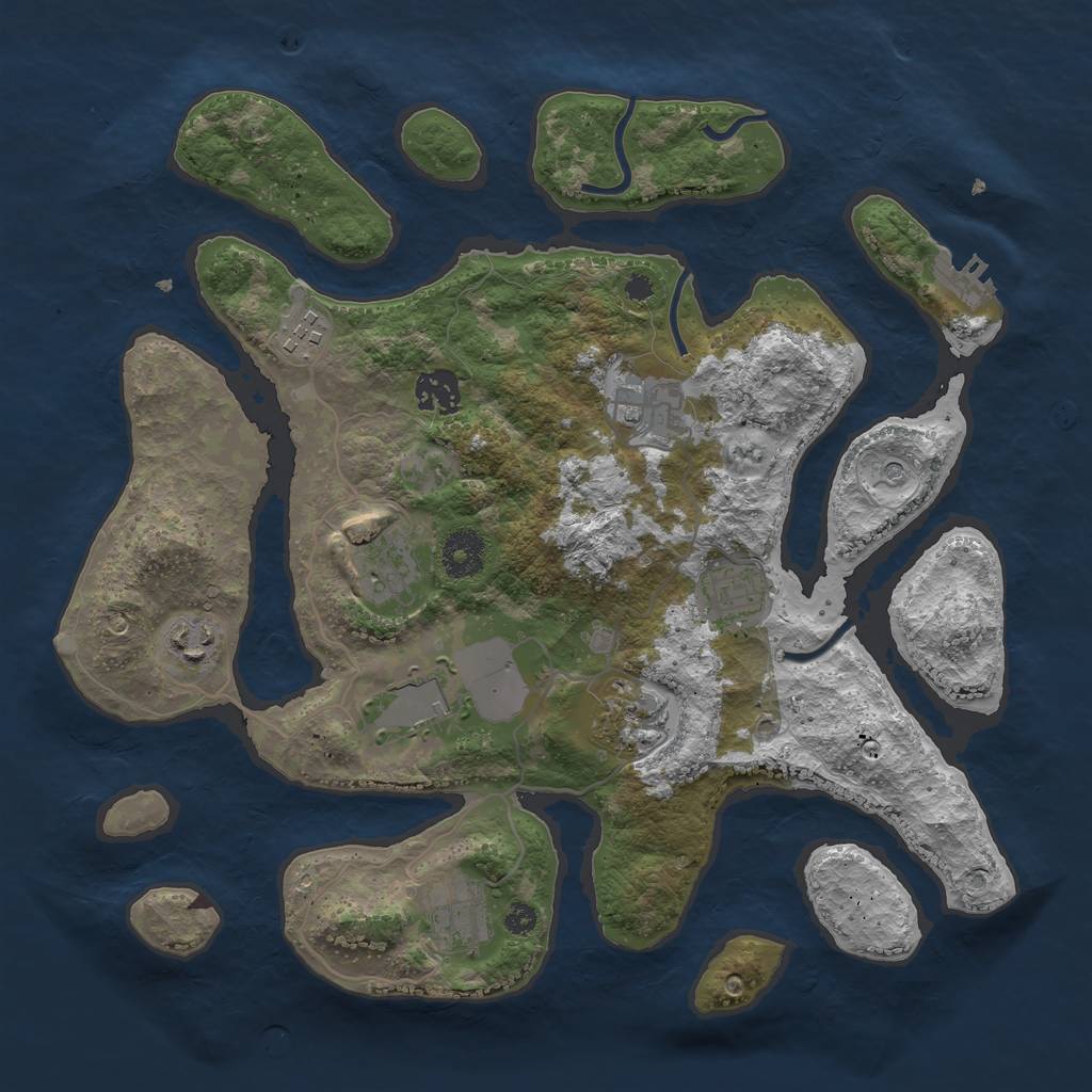 Rust Map: Procedural Map, Size: 3500, Seed: 741296, 13 Monuments