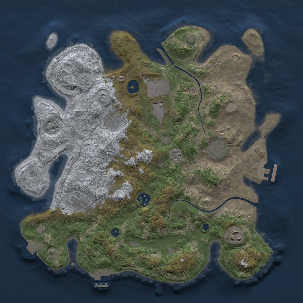 Rust Map: Procedural Map, Size: 3500, Seed: 107434, 13 Monuments
