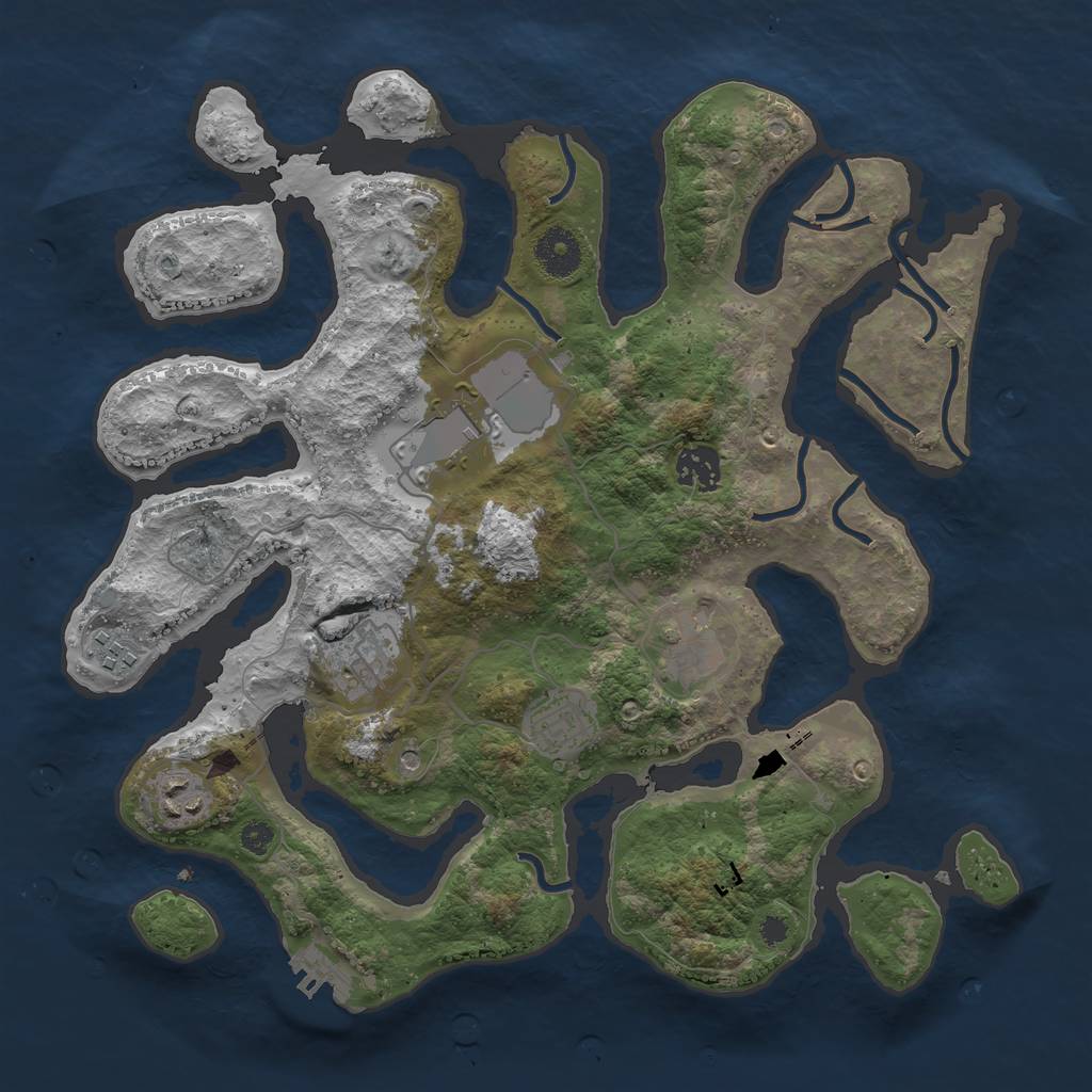 Rust Map: Procedural Map, Size: 3500, Seed: 503401, 11 Monuments