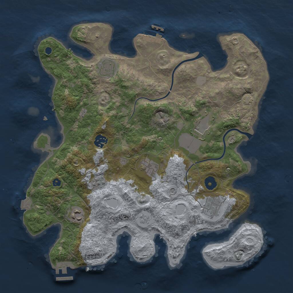 Rust Map: Procedural Map, Size: 3500, Seed: 736345, 13 Monuments