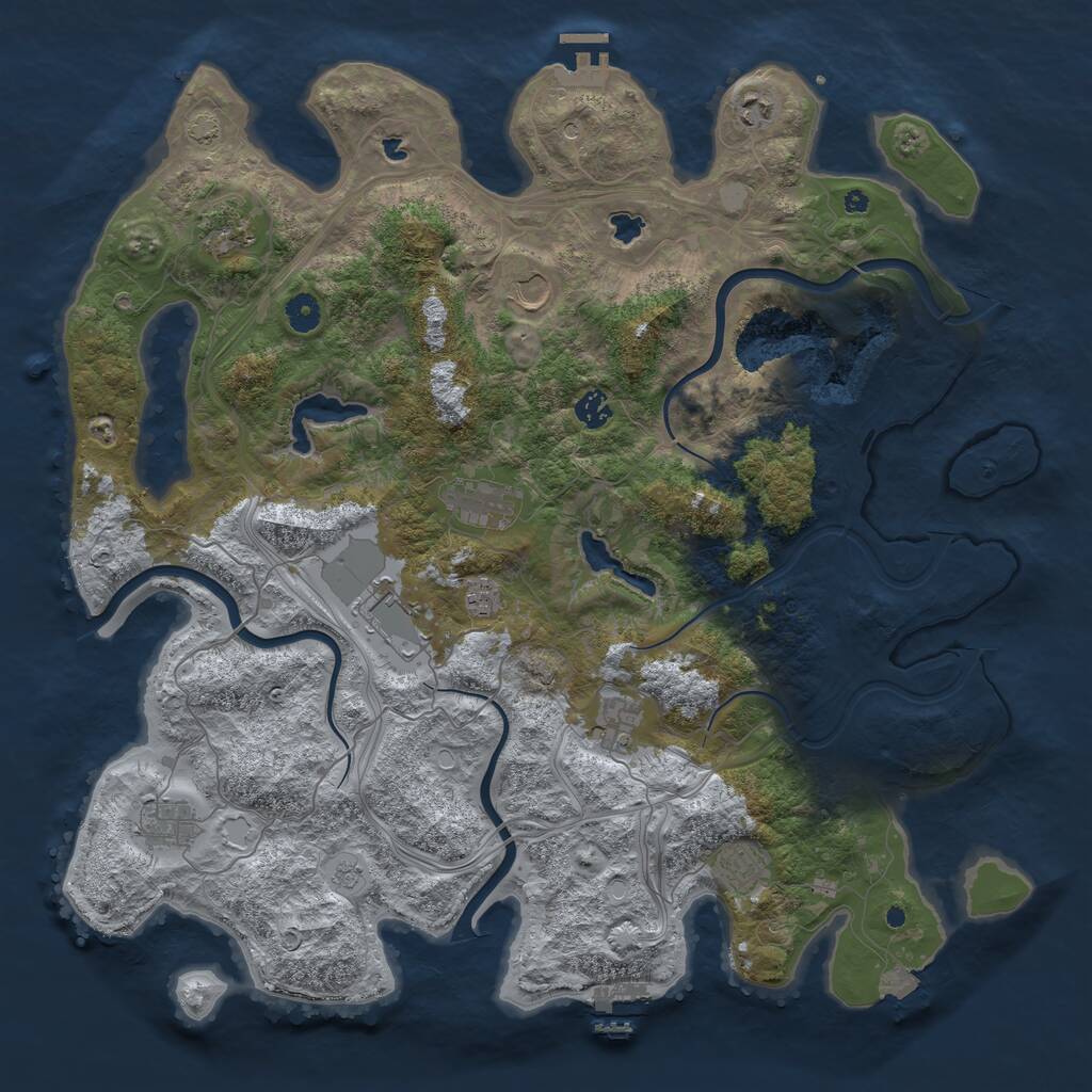 Rust Map: Procedural Map, Size: 4500, Seed: 460629, 16 Monuments