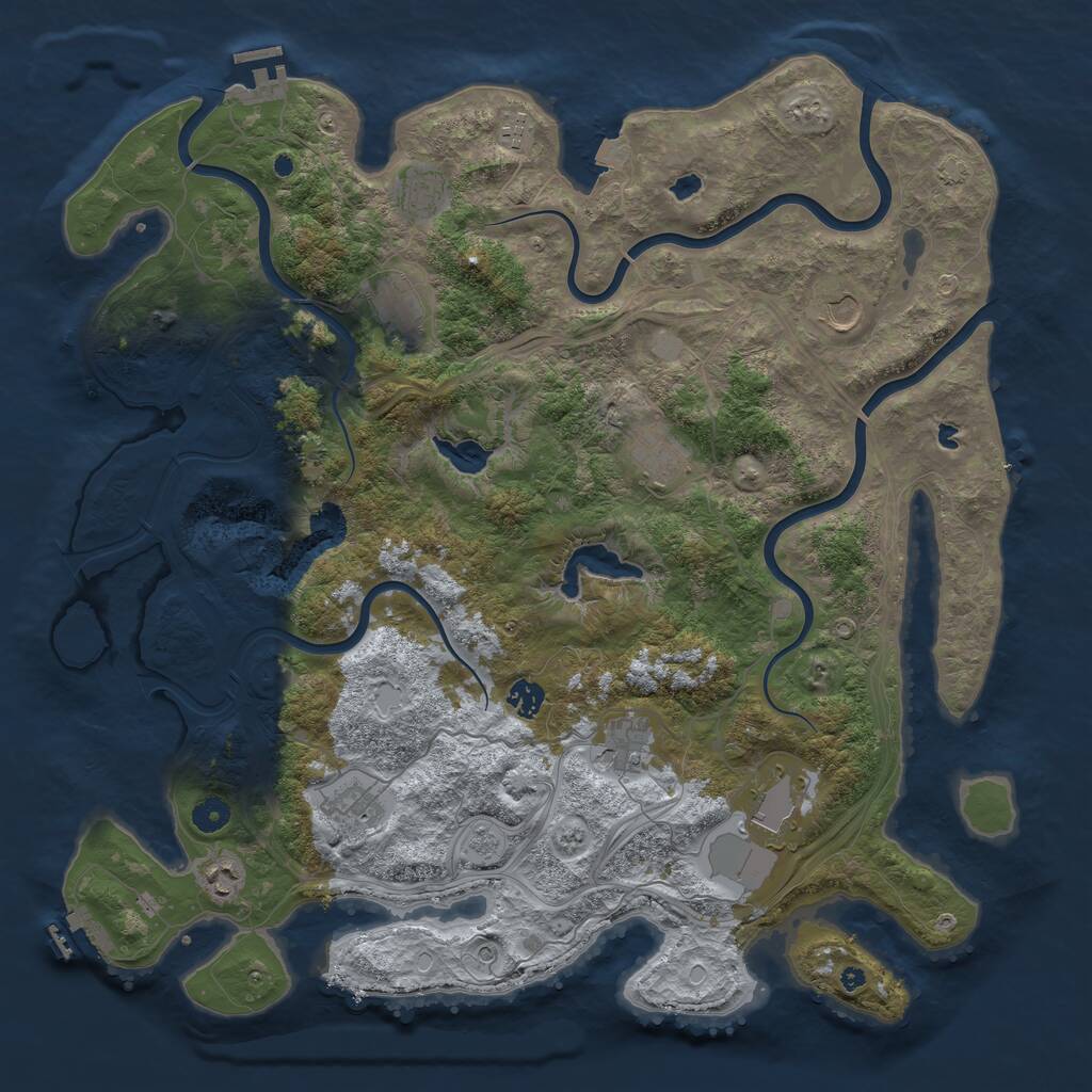 Rust Map: Procedural Map, Size: 4500, Seed: 122614, 16 Monuments