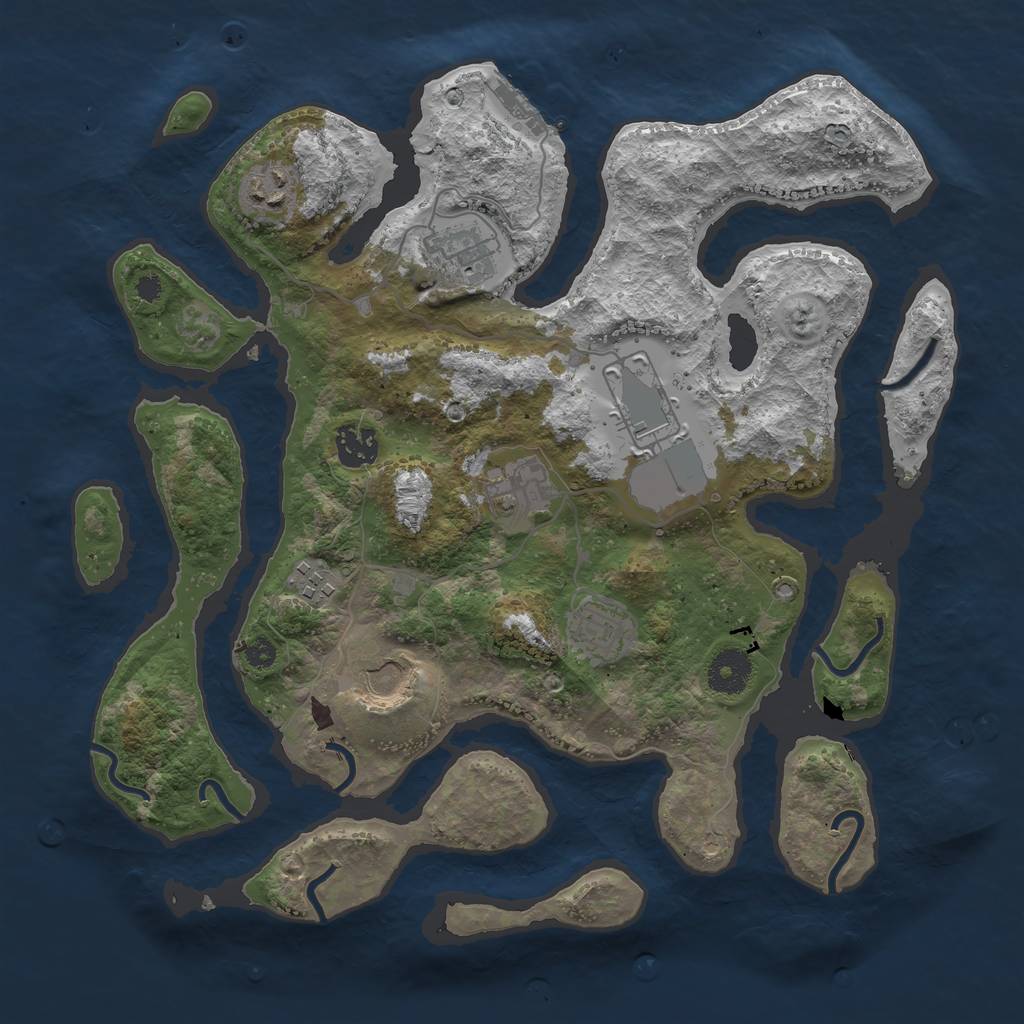 Rust Map: Procedural Map, Size: 3500, Seed: 638108, 11 Monuments