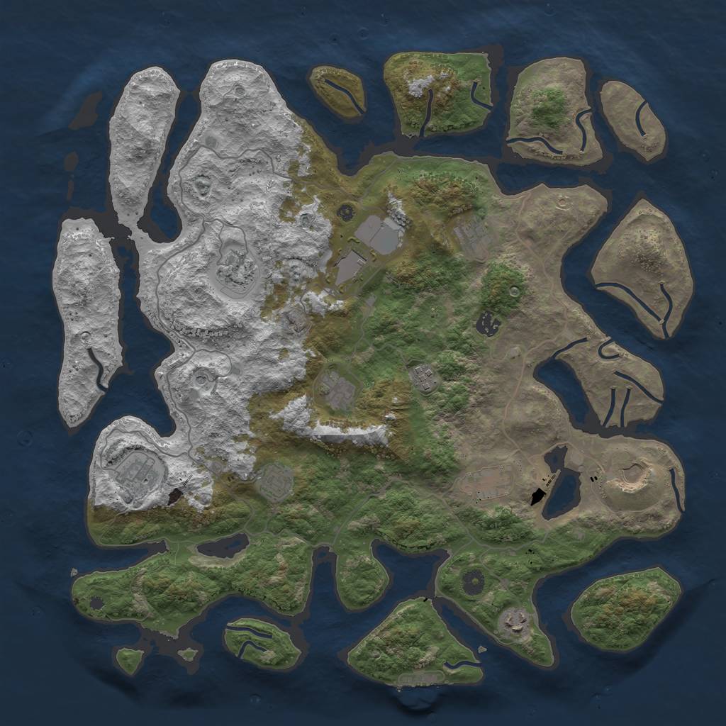 Rust Map: Procedural Map, Size: 4500, Seed: 533525, 15 Monuments