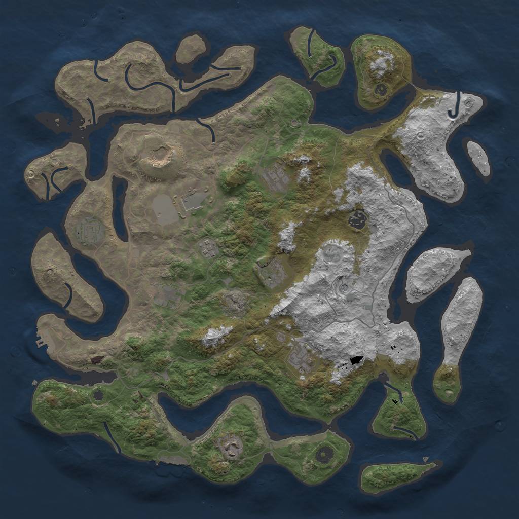 Rust Map: Procedural Map, Size: 4500, Seed: 491151, 15 Monuments
