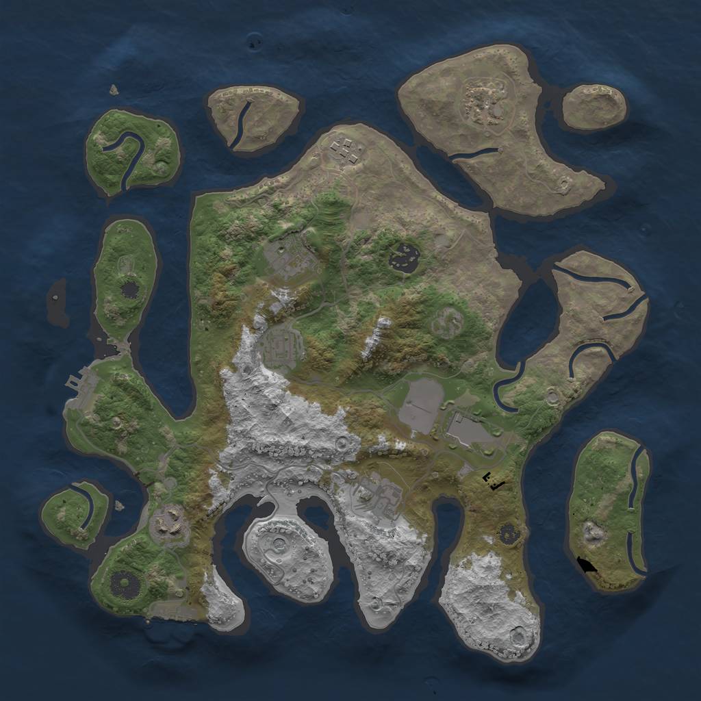 Rust Map: Procedural Map, Size: 3500, Seed: 16491, 13 Monuments