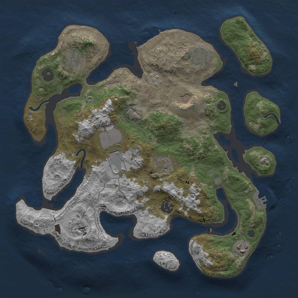 Rust Map: Procedural Map, Size: 3500, Seed: 1982861229, 14 Monuments