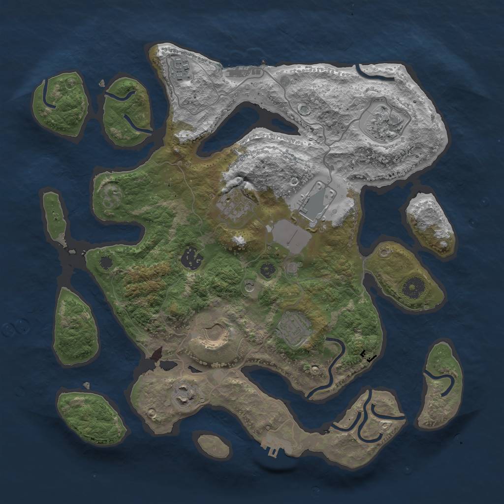 Rust Map: Procedural Map, Size: 3500, Seed: 183052, 13 Monuments
