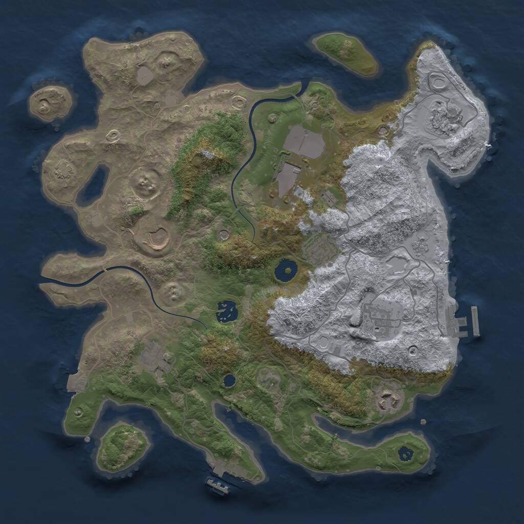 Rust Map: Procedural Map, Size: 3500, Seed: 2257, 14 Monuments