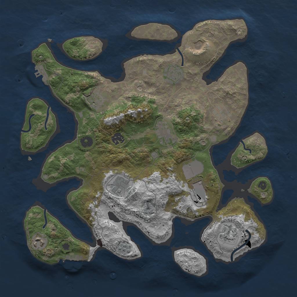 Rust Map: Procedural Map, Size: 3750, Seed: 46554165, 16 Monuments