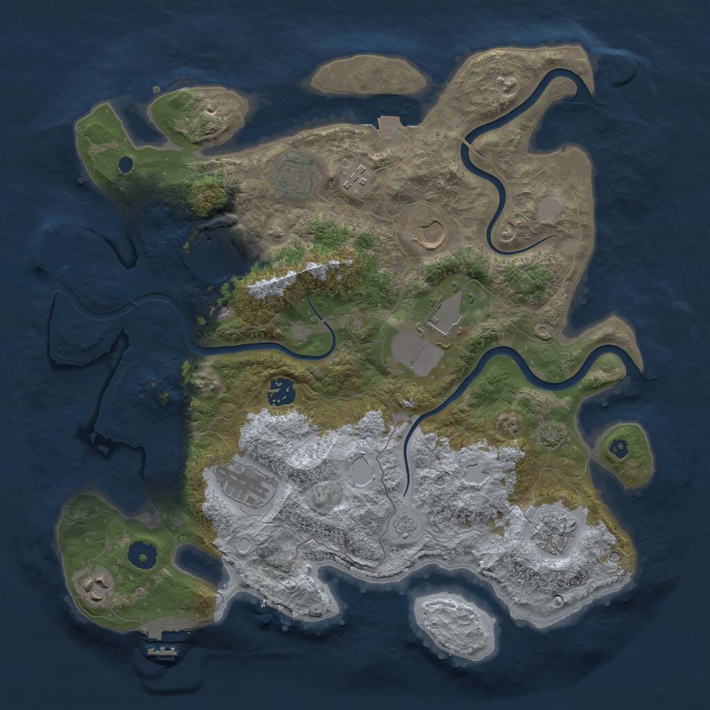 Rust Map: Procedural Map, Size: 3750, Seed: 46554165, 15 Monuments
