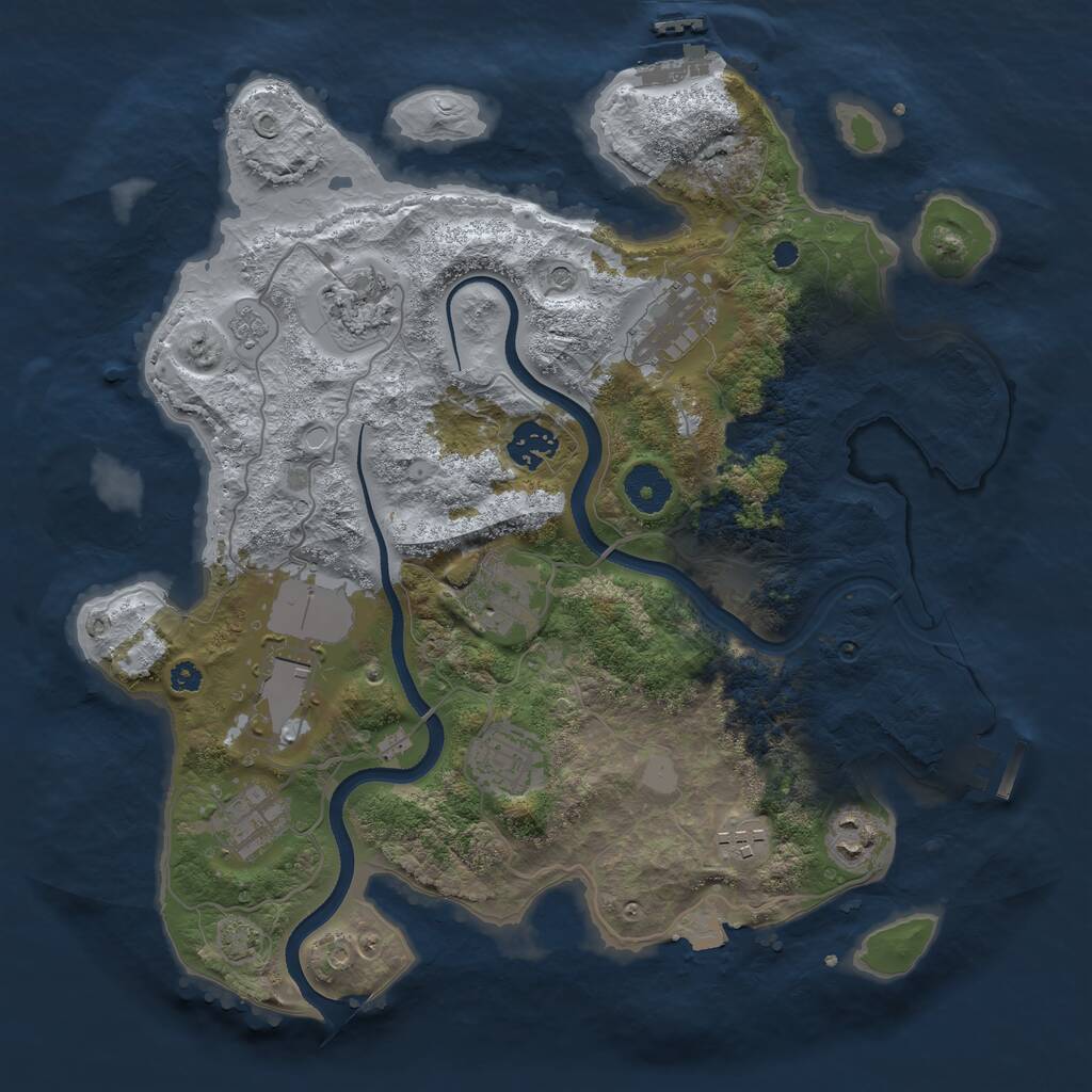 Rust Map: Procedural Map, Size: 3500, Seed: 3813, 15 Monuments