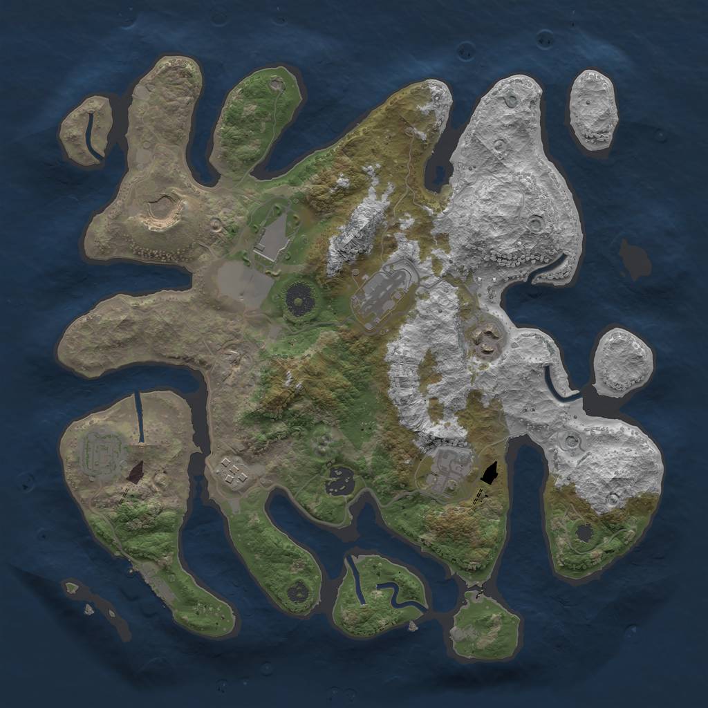 Rust Map: Procedural Map, Size: 3500, Seed: 255599, 12 Monuments