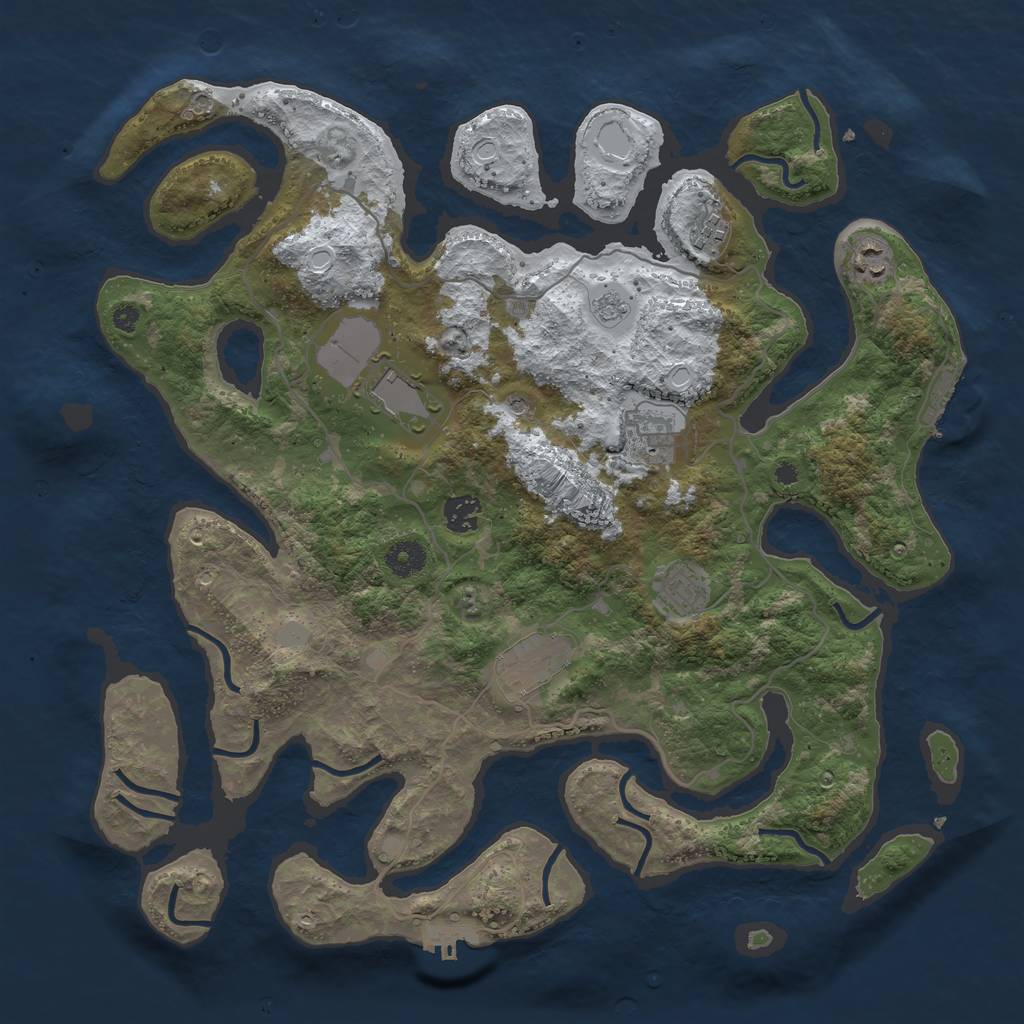 Rust Map: Procedural Map, Size: 4000, Seed: 5628, 16 Monuments