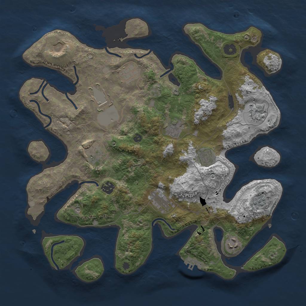 Rust Map: Procedural Map, Size: 3750, Seed: 2106333177, 15 Monuments