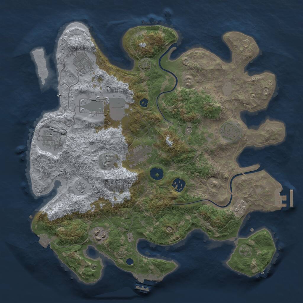 Rust Map: Procedural Map, Size: 3500, Seed: 745391, 14 Monuments
