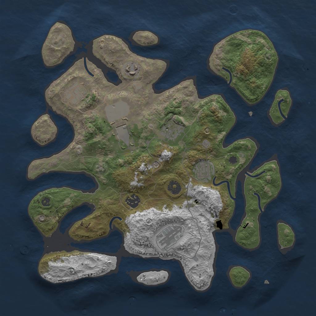 Rust Map: Procedural Map, Size: 3500, Seed: 558904, 10 Monuments