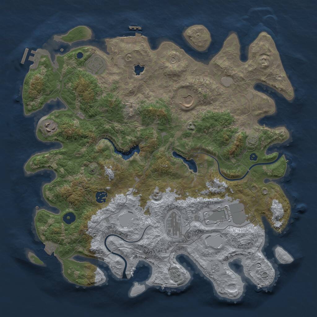 Rust Map: Procedural Map, Size: 4000, Seed: 598127, 13 Monuments