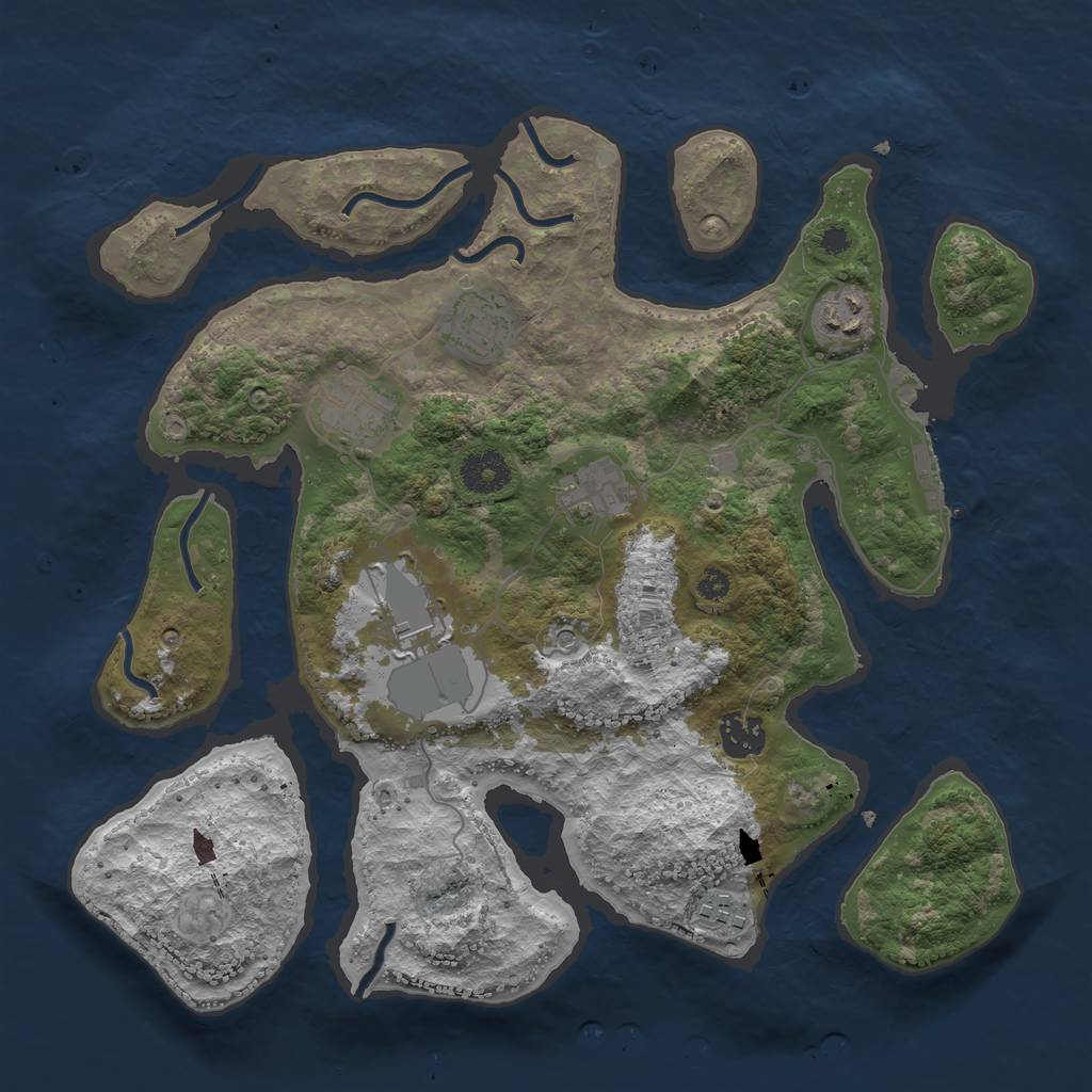 Rust Map: Procedural Map, Size: 3500, Seed: 911489, 11 Monuments