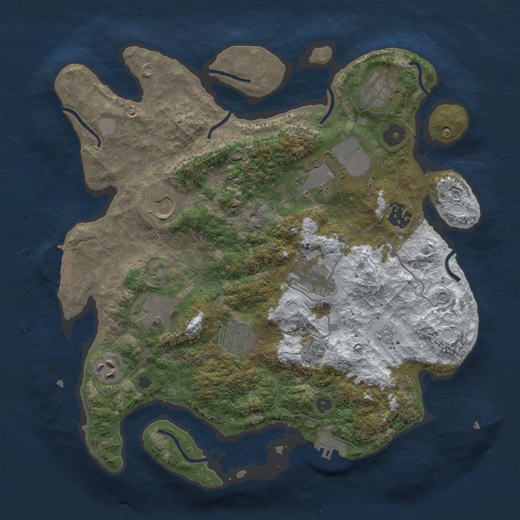 Rust Map: Procedural Map, Size: 3500, Seed: 12312355, 18 Monuments