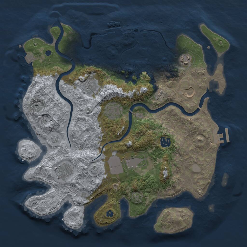 Rust Map: Procedural Map, Size: 3500, Seed: 843451, 14 Monuments