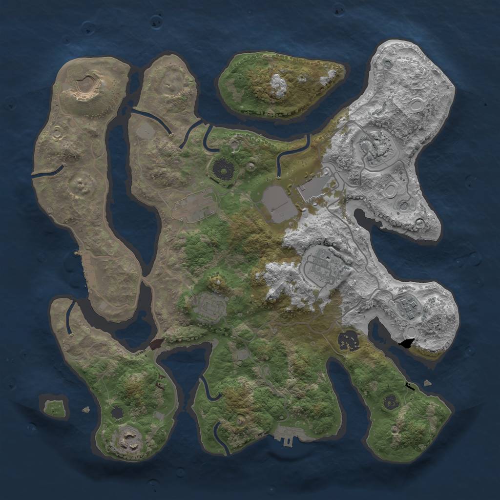 Rust Map: Procedural Map, Size: 3500, Seed: 525508, 17 Monuments