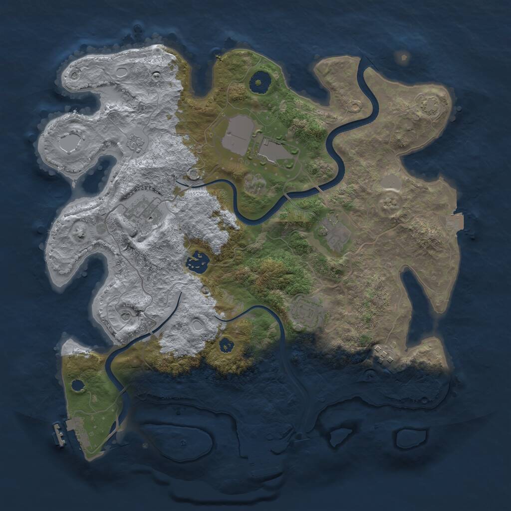 Rust Map: Procedural Map, Size: 3500, Seed: 661961, 12 Monuments