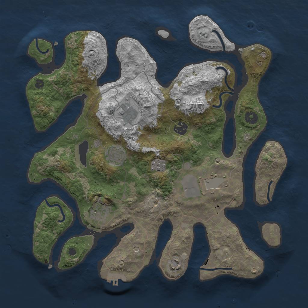 Rust Map: Procedural Map, Size: 3500, Seed: 894281746, 11 Monuments