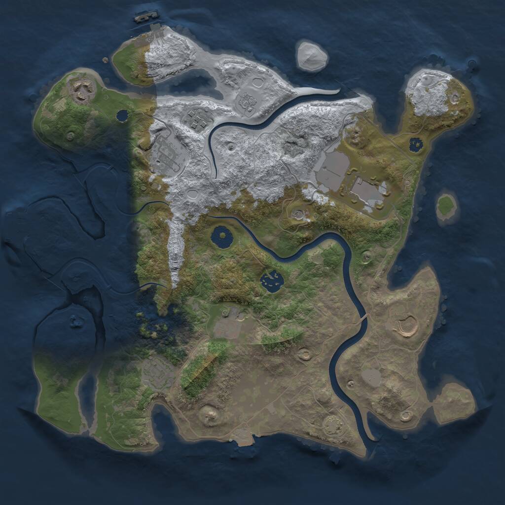 Rust Map: Procedural Map, Size: 3500, Seed: 688102, 14 Monuments