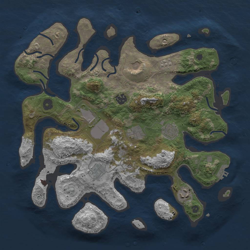 Rust Map: Procedural Map, Size: 3500, Seed: 147880, 12 Monuments