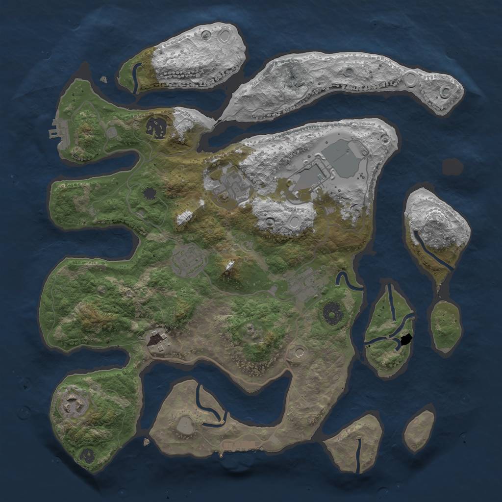 Rust Map: Procedural Map, Size: 3500, Seed: 206557, 15 Monuments